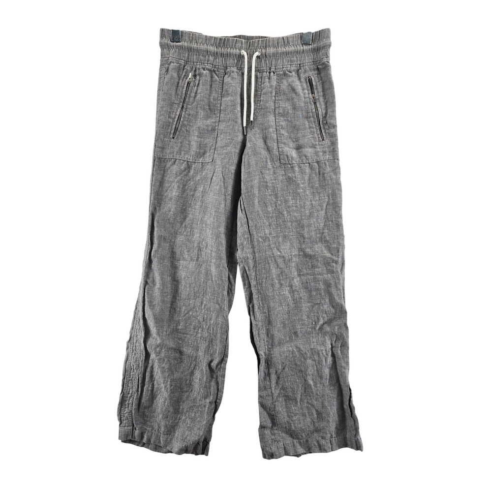 Athleta Cabo Linen Wide Leg Pull On Pants Gray Women Size 4 Athleisure Comfort